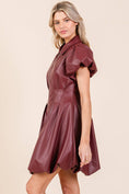 Load image into Gallery viewer, Faux Leather Puff Sleeve Mini Dress
