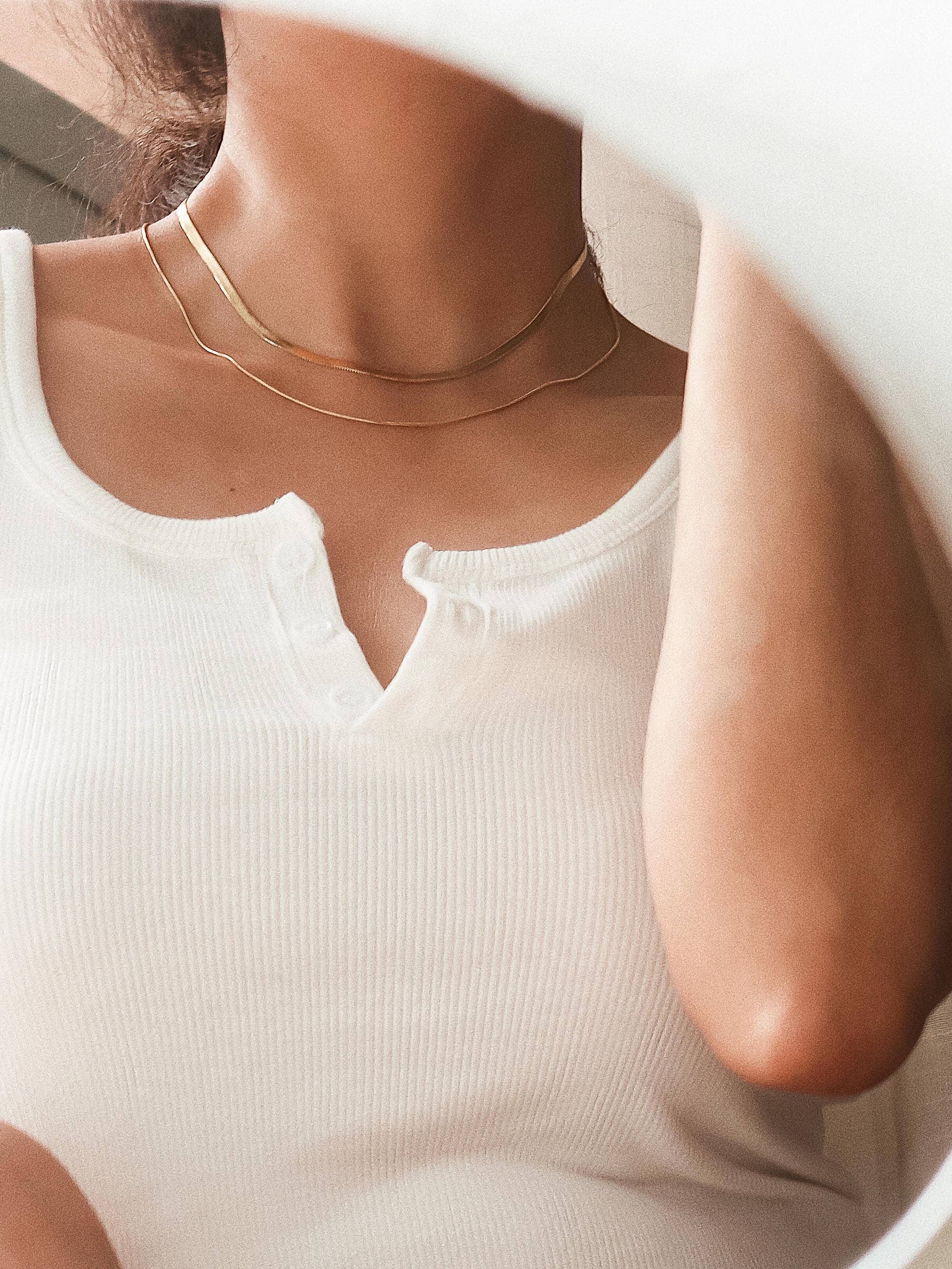 Jean Layered Flat Snake Chain Necklace