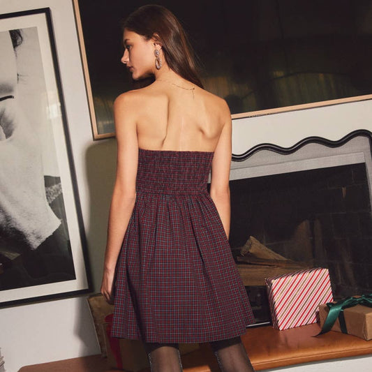 Plaid Strapless Dress