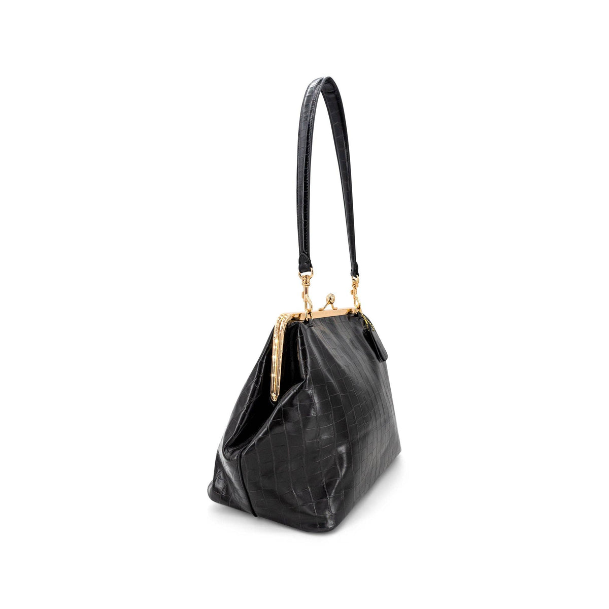 Miette Faux Croc Clutch in Black