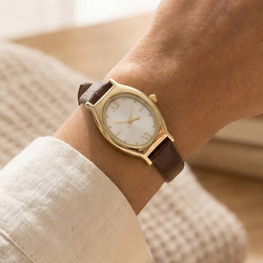 Leather Strap Oval Watch