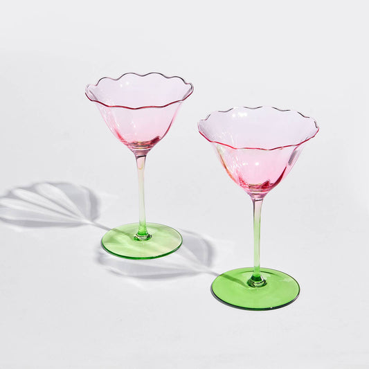 Set of 2 Tulip-Shaped Champagne Coupe Glass