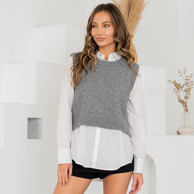 Layered Look Sweater Vest Combo