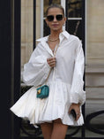 Load image into Gallery viewer, Puff Sleeves Mini Shirt Dress
