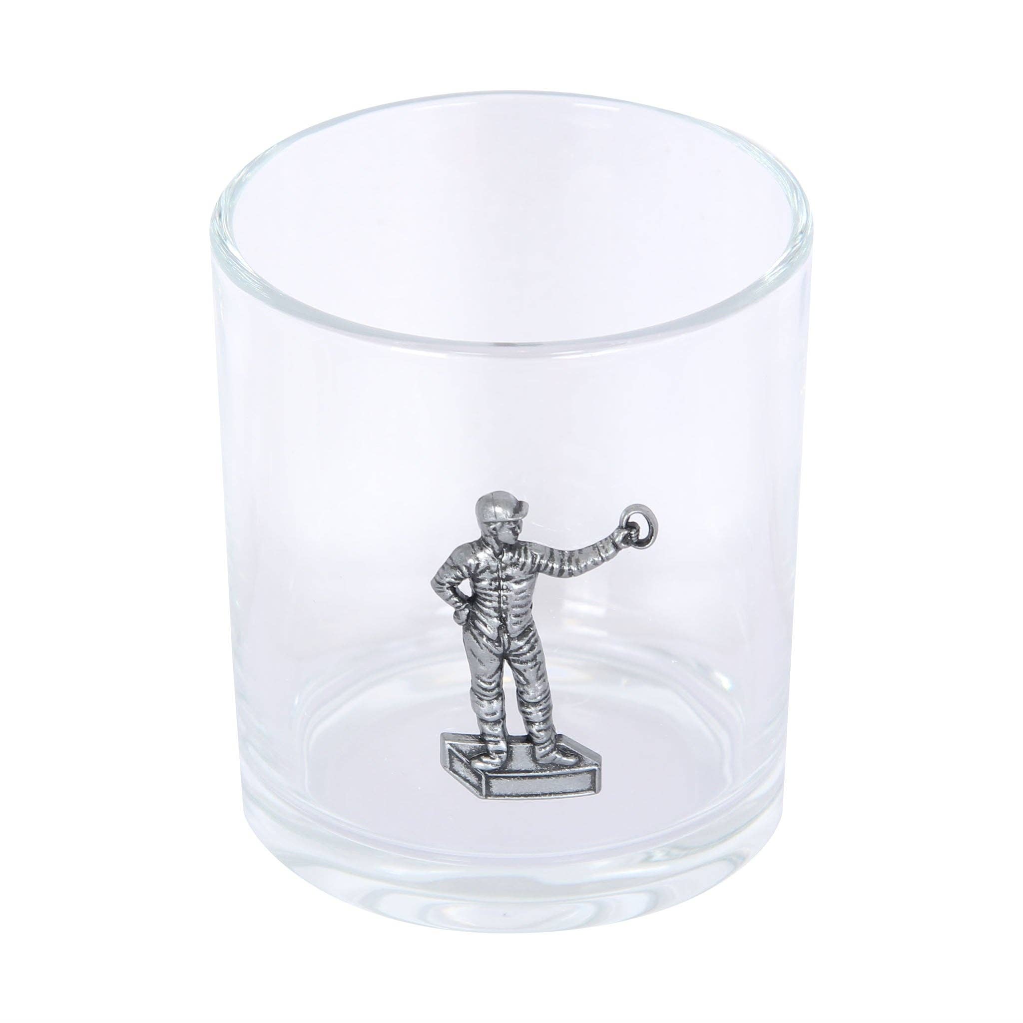 Standing Jockey Pewter Rocks Glass