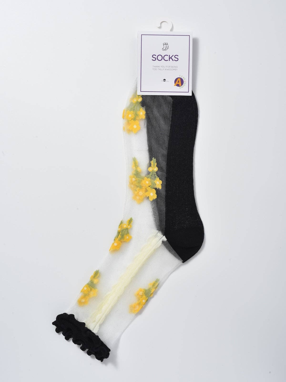 Sheer Floral Vine Crew Socks