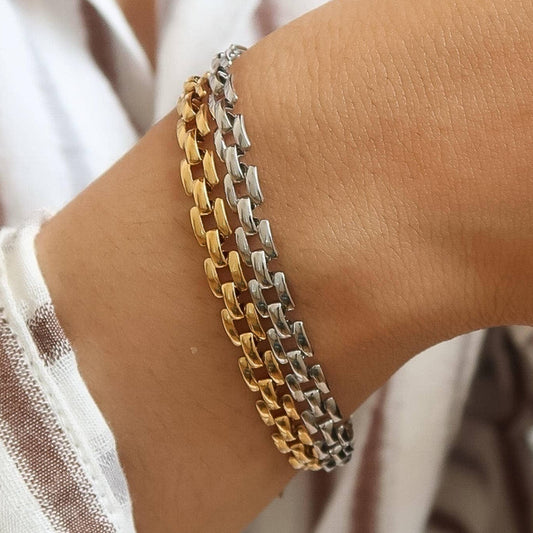Forte 18K Gold Non-Tarnish Flat Chain Bracelet