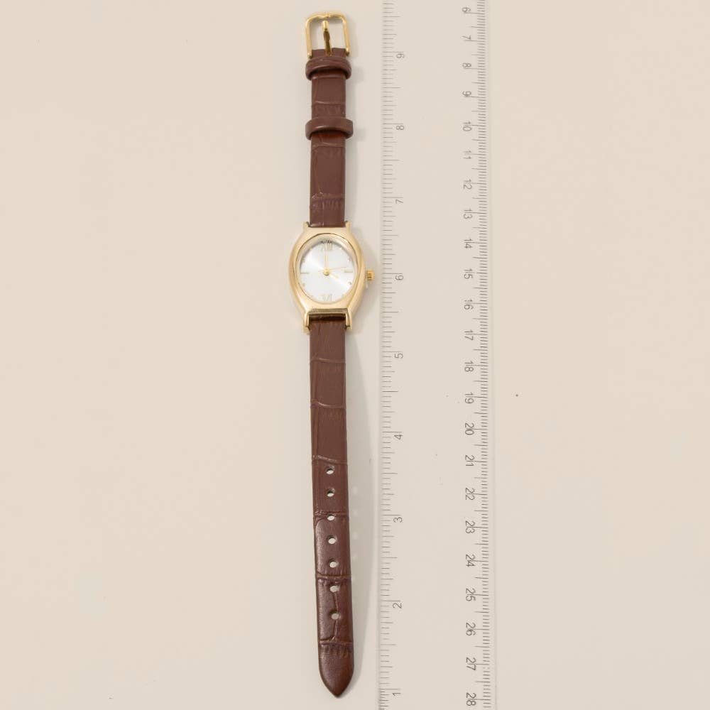Leather Strap Oval Watch