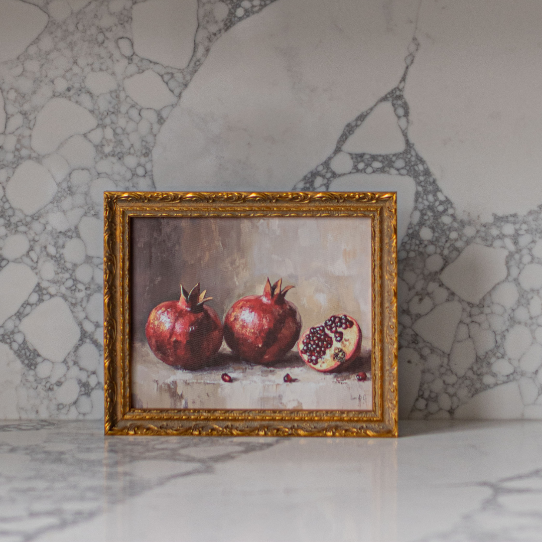 Antique Pomegranate | French Brass Inspired Gold Mould Framed Art