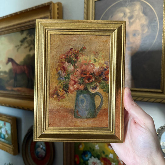 Vintage Style Flowers in Vase Art Print Framed