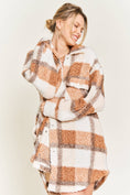 Load image into Gallery viewer, Orange Plaid teddy jacket
