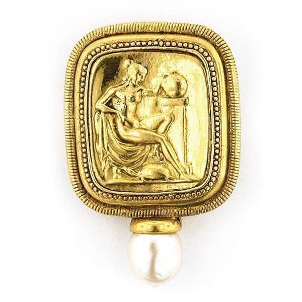 Faux Pearl Goddess Brooch