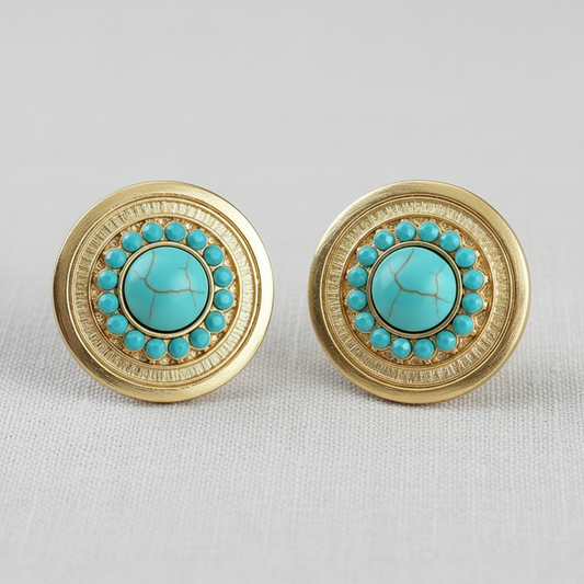 Retro Turquoise Drop Earrings