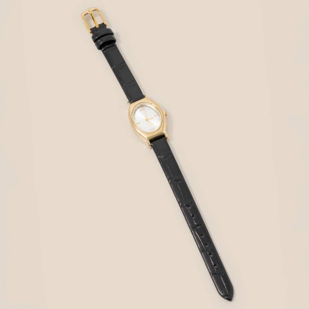 Leather Strap Oval Watch