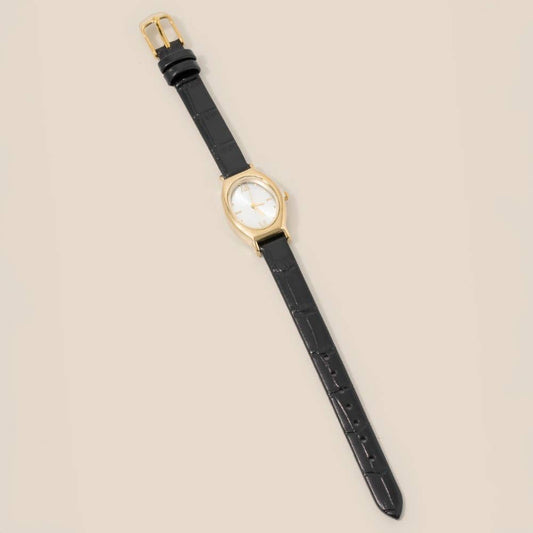 Leather Strap Oval Watch