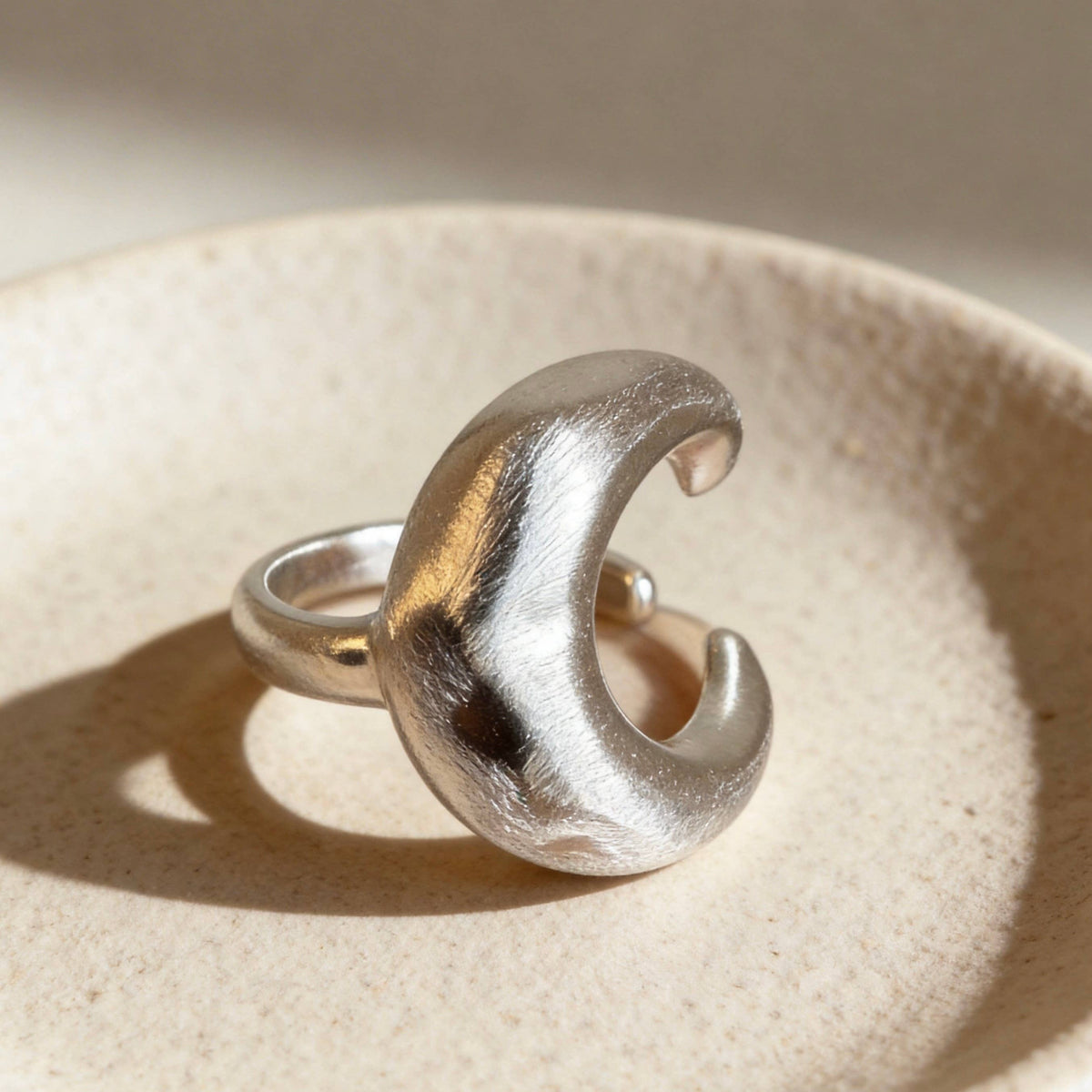 Silver Crescent Moon Ring