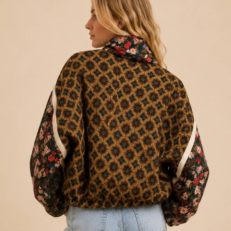 Patchwork Quilted Bomber Jacket