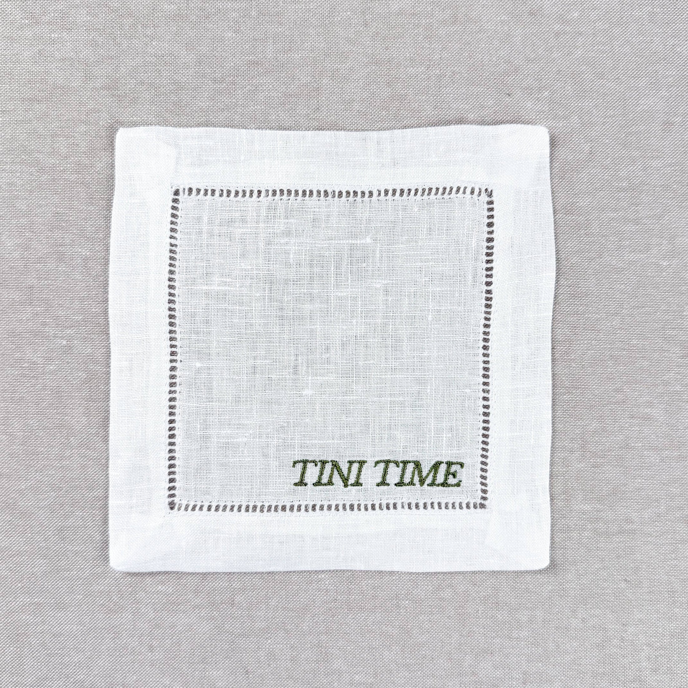 Olive Martini Embroidered Cocktail Napkin Set