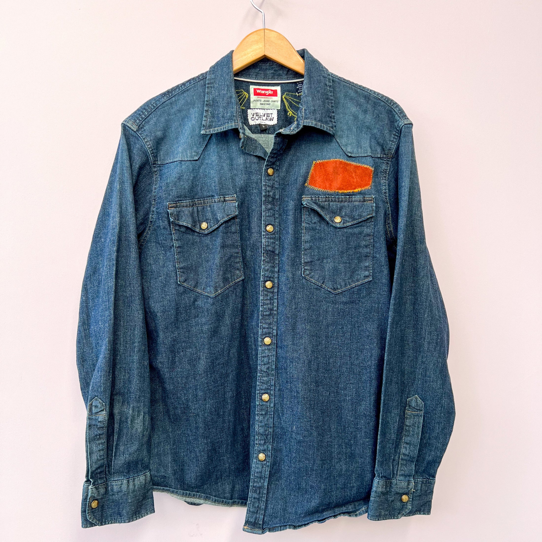 Denim Shirt Chainstitch Long Sleeve Collection by Velvet Outlaw