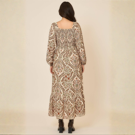 Brown Paisley Maxi Dress
