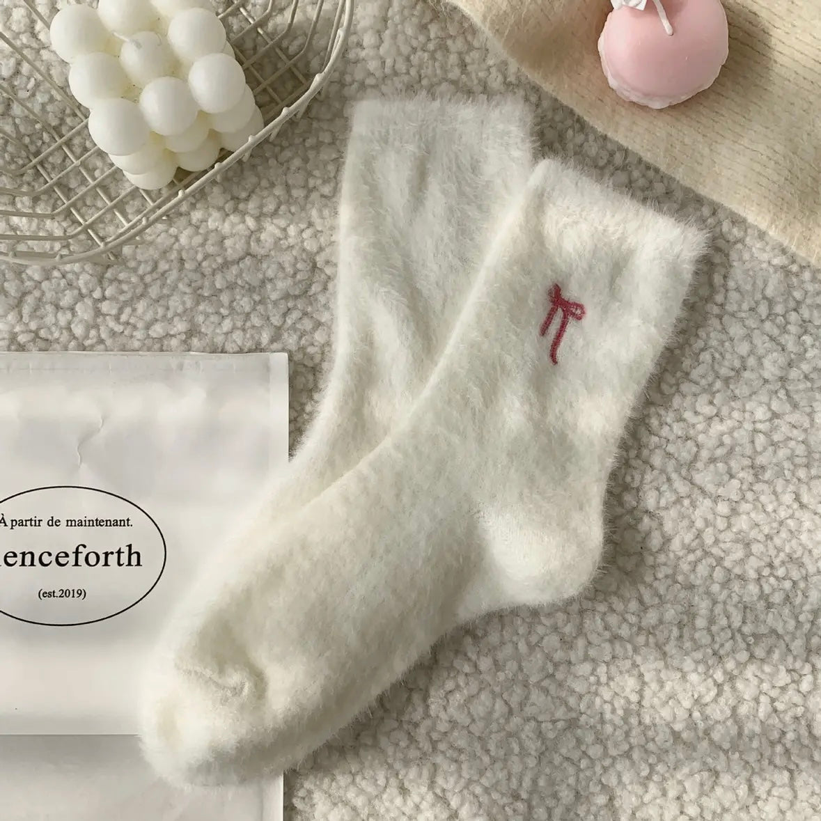 Bow Embroidery Socks