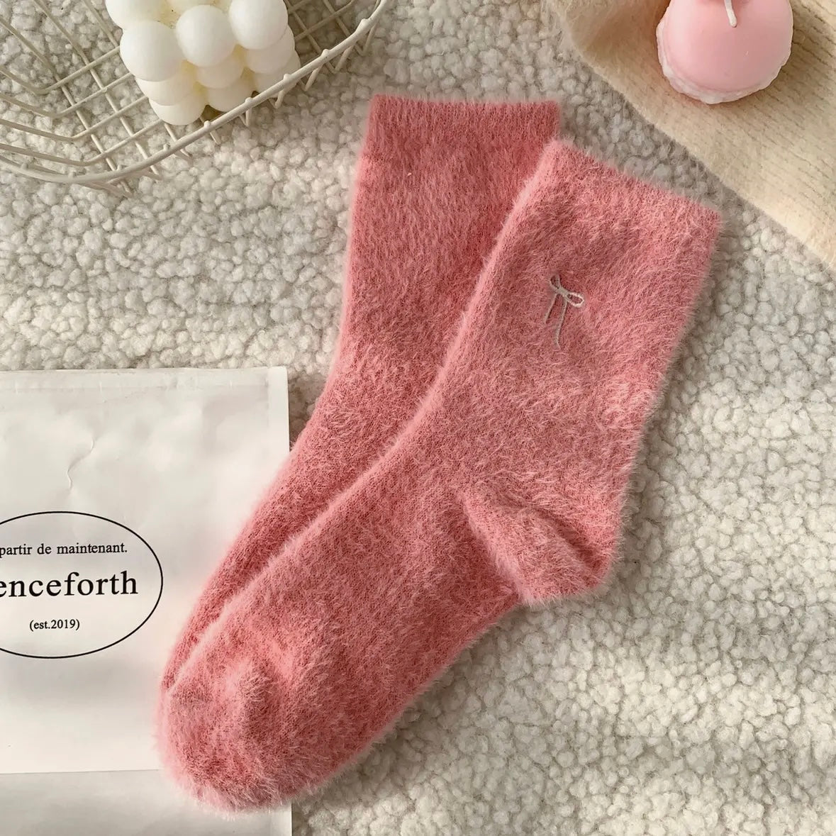 Bow Embroidery Socks