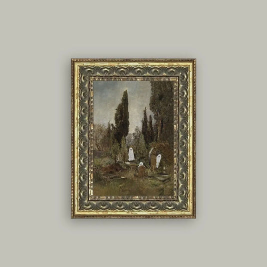 Graveyard Ghosts Framed Antique Art