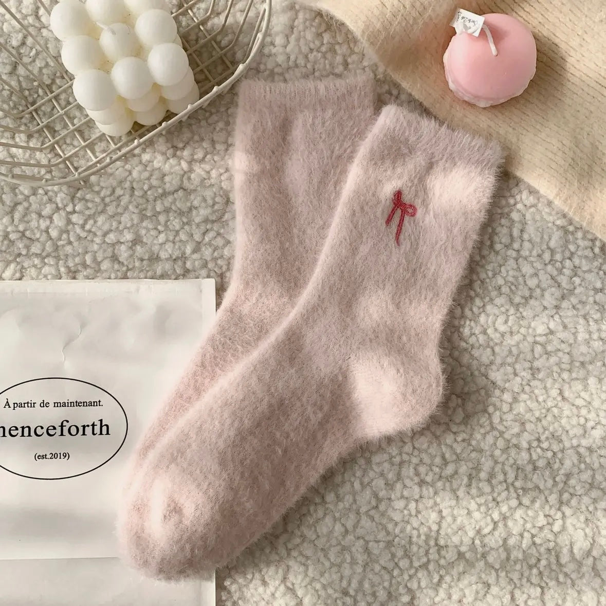 Bow Embroidery Socks