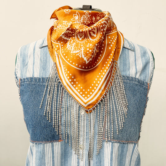 Rhinestone Silk Bandana by Velvet Outlaw