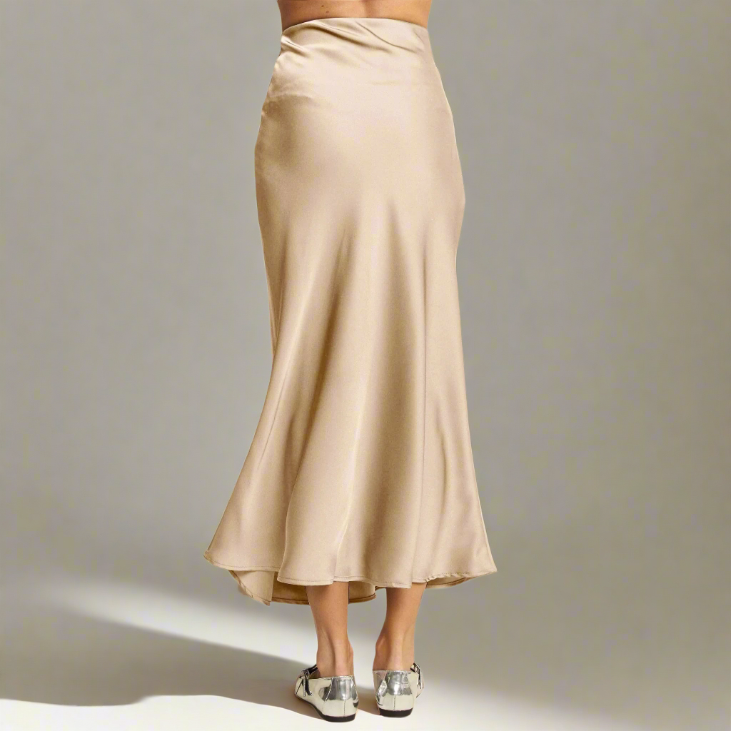Champagne Satin  Midi Skirt