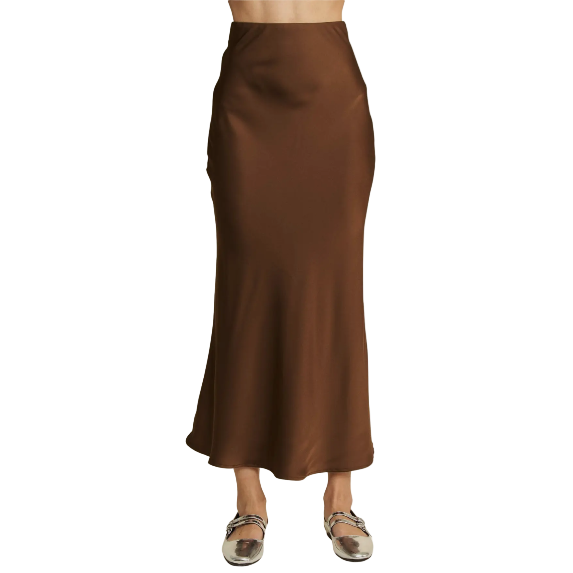 Chocolate Satin  Midi Skirt