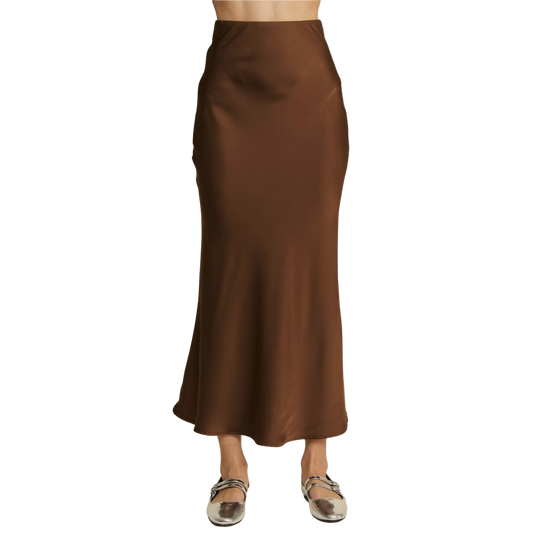 Chocolate Satin  Midi Skirt