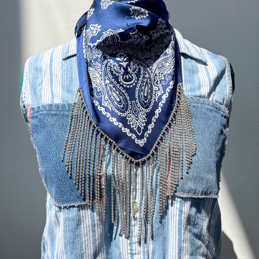 Rhinestone Silk Bandana by Velvet Outlaw