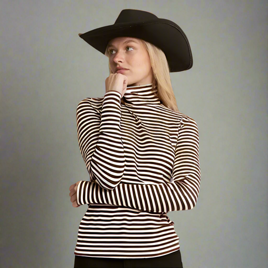 Stripe a Pose Turtleneck Sweater
