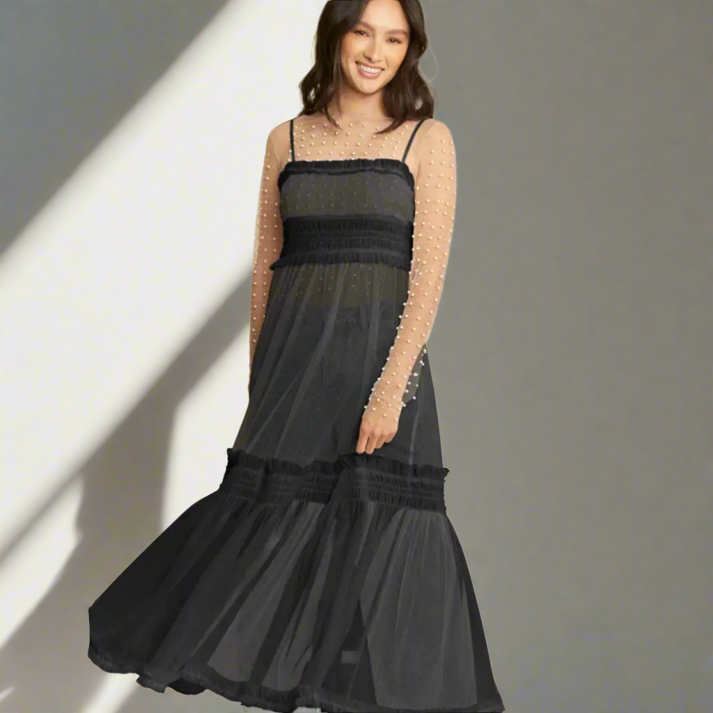 Shiloh Sheer Black Maxi Dress