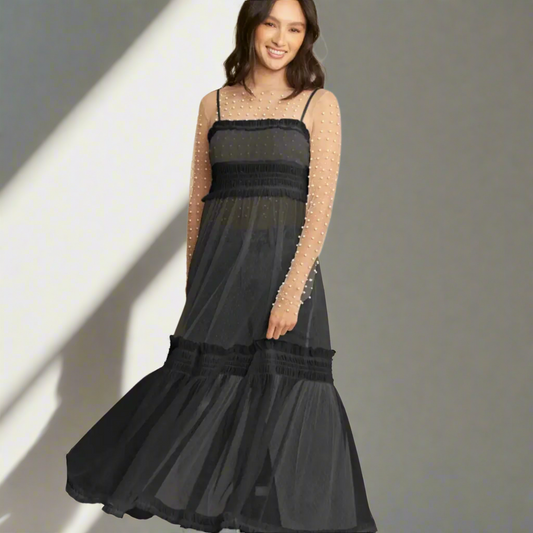 Shiloh Sheer Black Maxi Dress