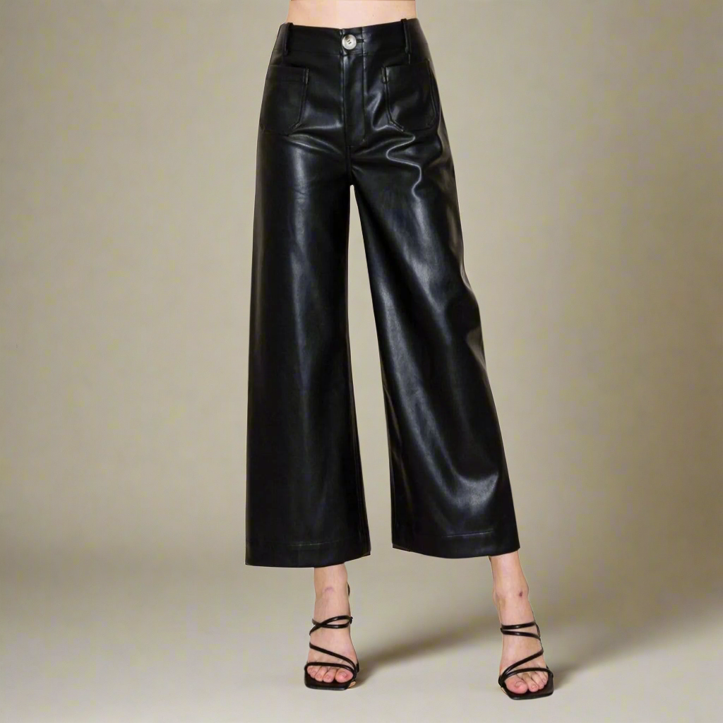 Faux Leather Cropped Pants