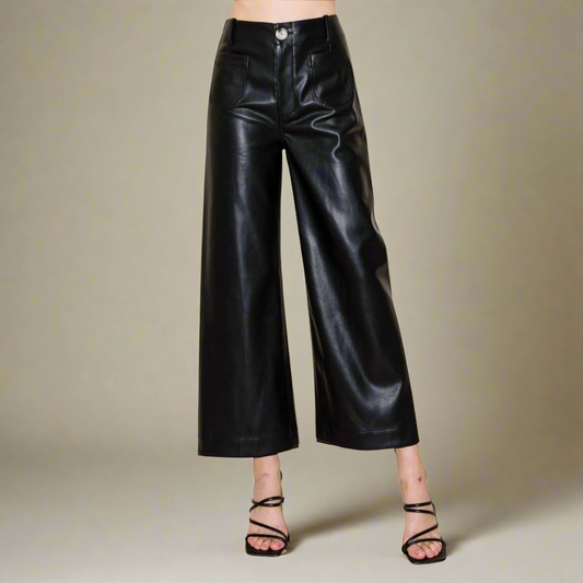 Faux Leather Cropped Pants