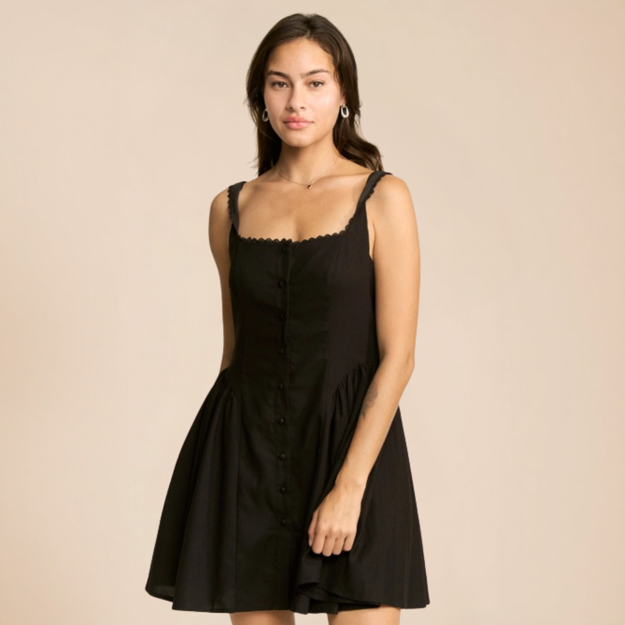 Black Basque Waist Mini Dress