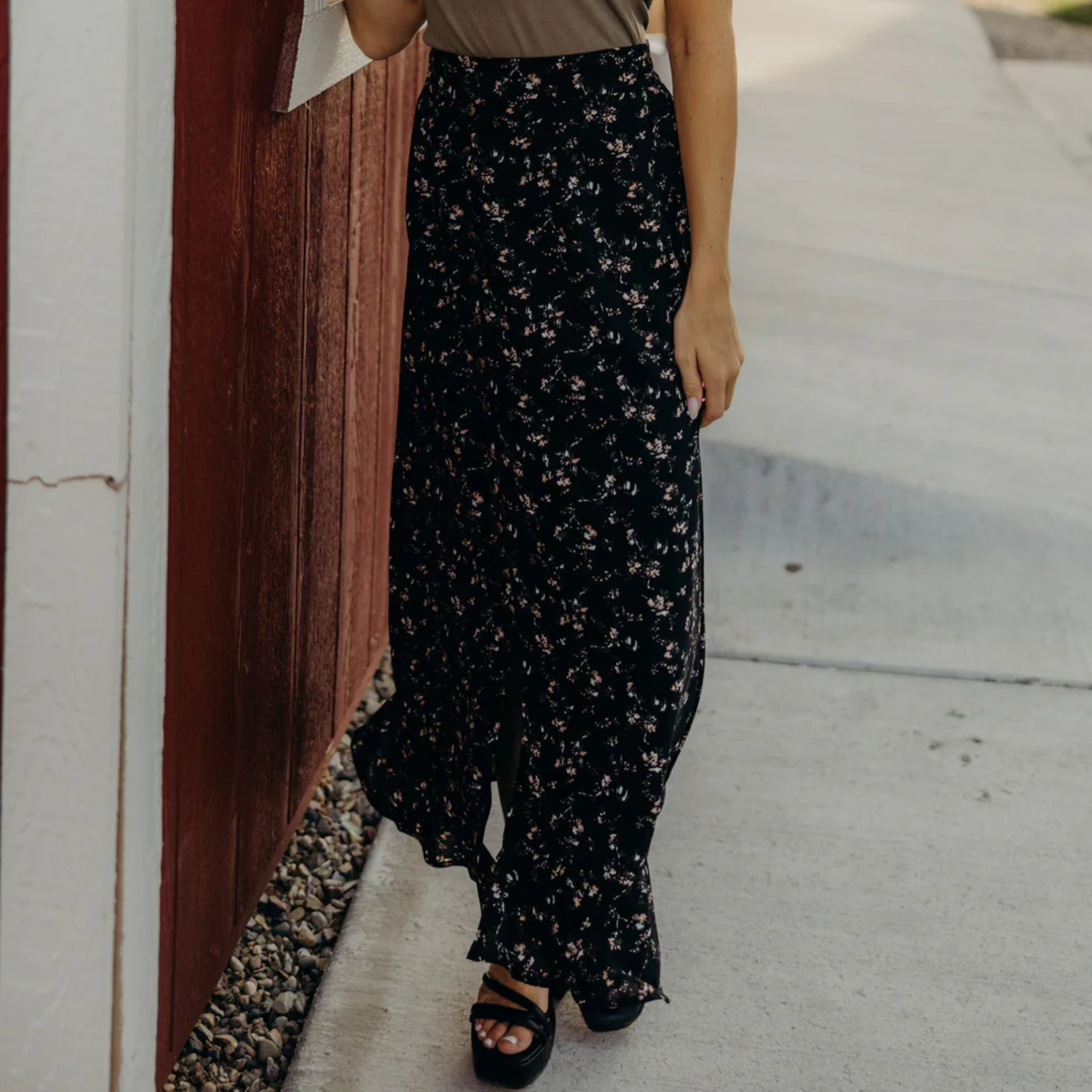 Black Floral Maxi Skirt