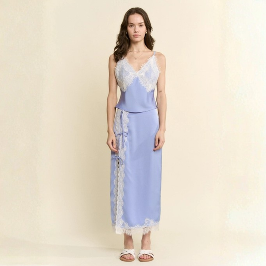 Periwinkle Lace Cami & Skirt Set