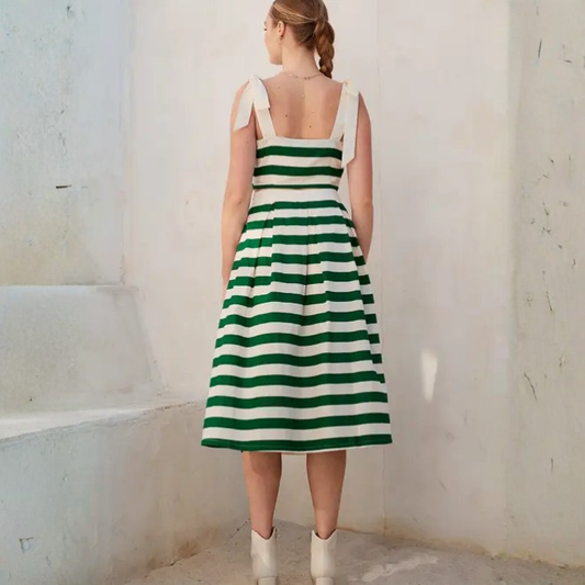 Green Stripe Skirt Set