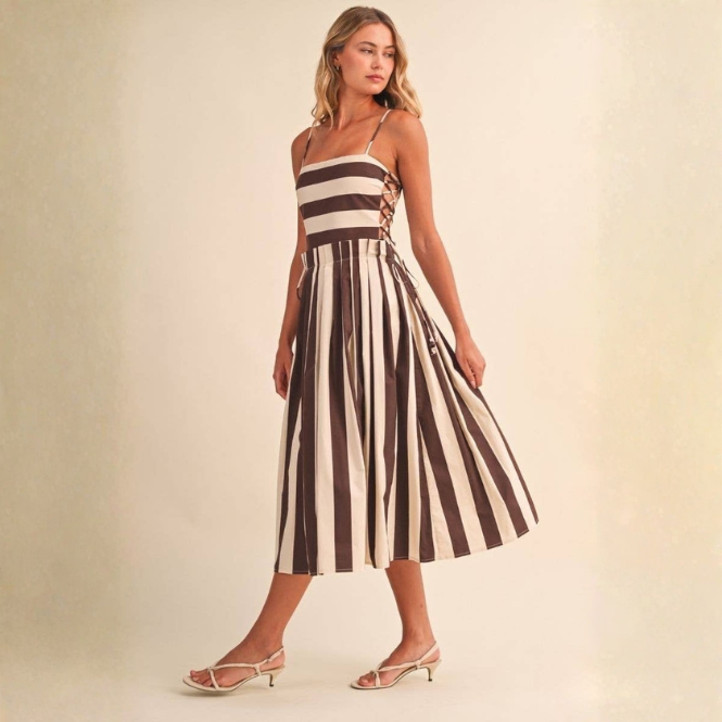 Chocolate Stripe Midi Dress