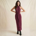 Load image into Gallery viewer, Wine Draped Maxi Dress
