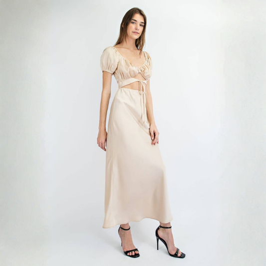 Champagne Cut-Out Midi Dress