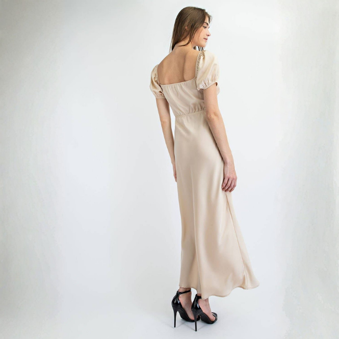 Champagne Cut-Out Midi Dress