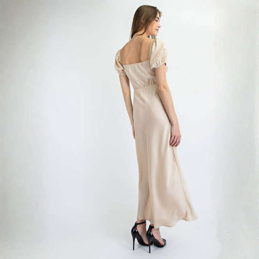 Champagne Cut-Out Midi Dress