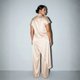Load image into Gallery viewer, Satin Drape Neck Tunic Set

