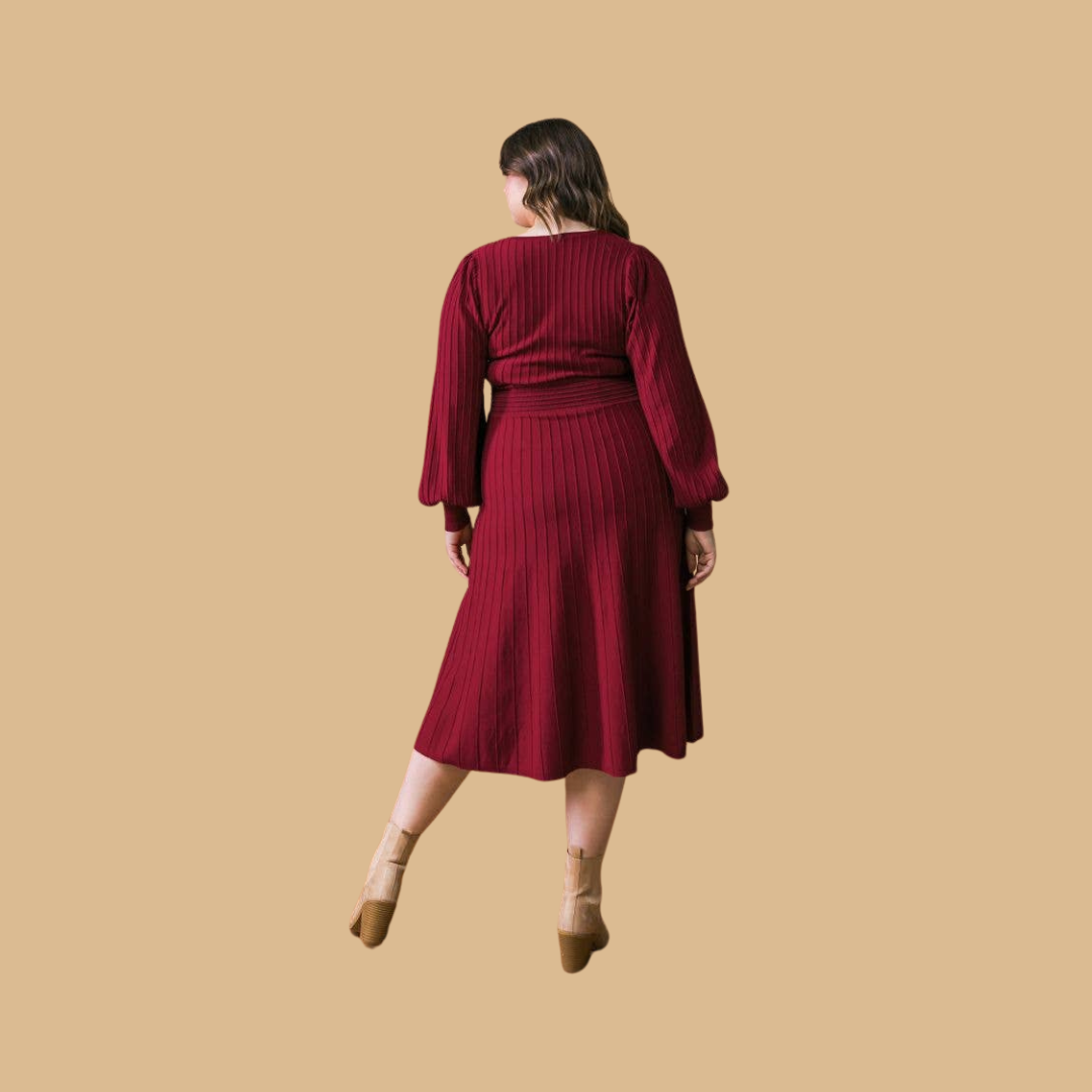 Burgundy Midi Sweater Dress