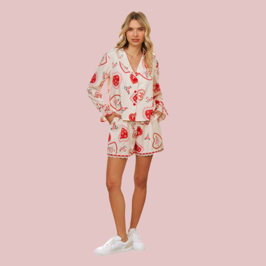 Lacey Heart Pajama Set